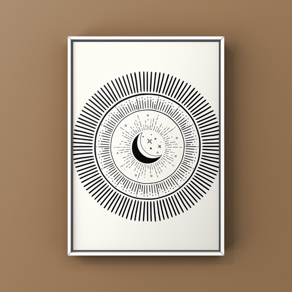 Minimalist boho moon & sun illustration art print - Picture 5 of 5